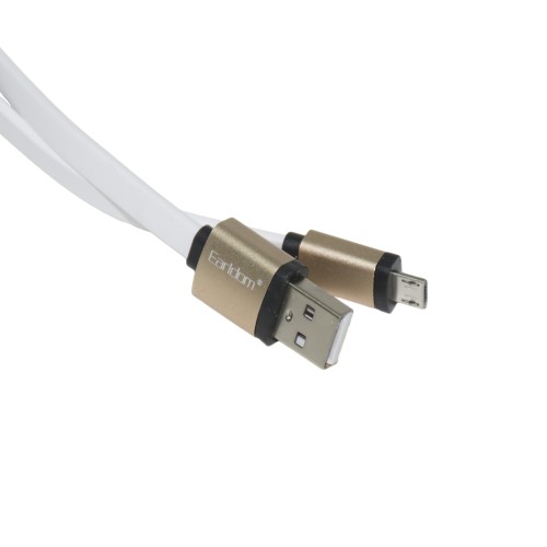 Eardom Καλώδιο Φόρτισης + Μεταφοράς Δεδομένων Micro USB Πλακέ Λευκό-Χρυσό - 1m