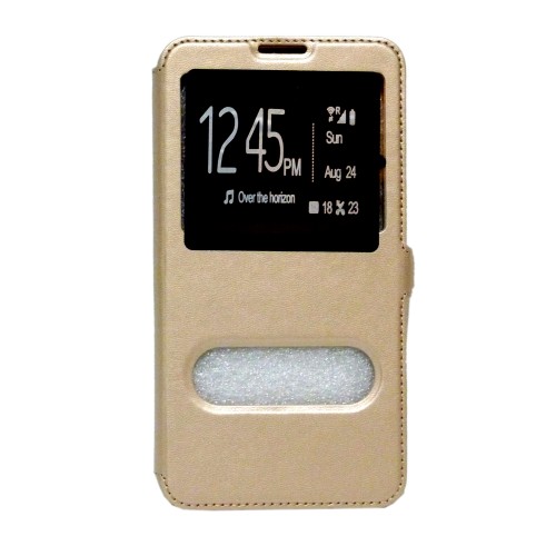  OEM  Θήκη Βιβλίο Με Παράθυρα Για Huawei P8 Lite  (2017) Με Πλάγιο Κούμπωμα Χρυσή