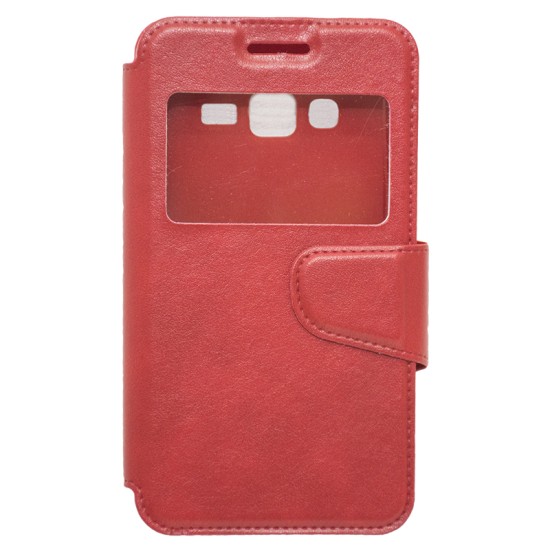  OEM  Θήκη Βιβλίο Με Παράθυρο Για Huawei G620s Με Πλάγιο Κούμπωμα Κόκκινη
