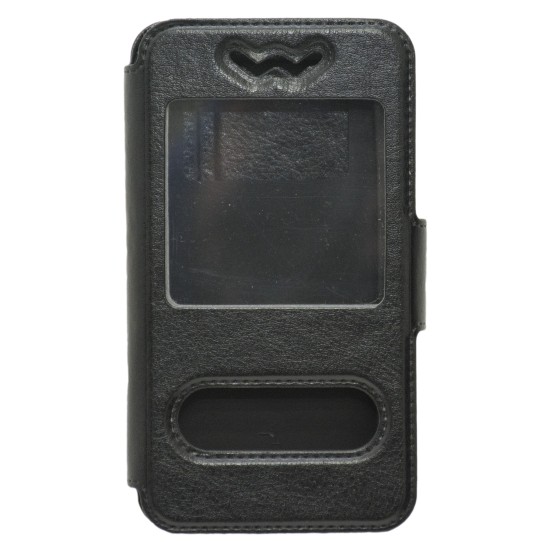  OEM  Θήκη Βιβλίο Με Παράθυρα Για Universal XS 3.3-3.8''  Με Πλάγιο Κούμπωμα Μαύρη