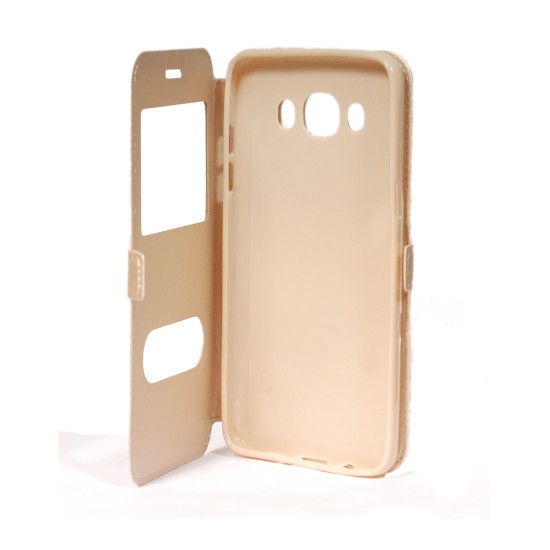 OEM  Θήκη Βιβλίο Με Παράθυρα Για Huawei Honor 8 Χρυσή