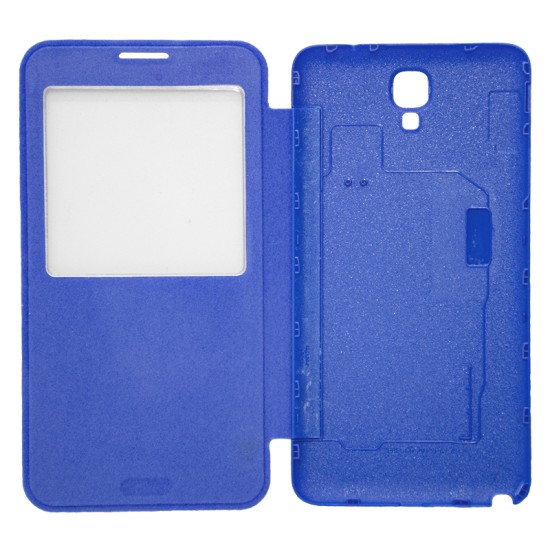 Samsung Galaxy Note 3 flip cover Με Παράθυρο Μπλέ
