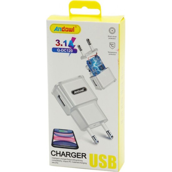 Andowl USB Wall Adapter Λευκό (Q-DC120)