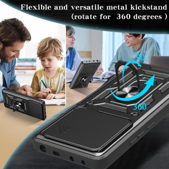 Hybrid Shockproof Ring Back Cover Συνθετική Ανθεκτική Μαύρη Redmi Note 14 5G