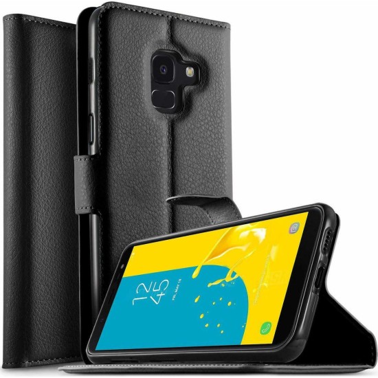 Θήκη Βιβλίο Με Πλάγιο ΚούμπωμαΓια Samsung Galaxy J6 2018 Μαύρη