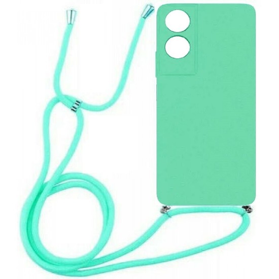 Back Cover Σιλικόνης με Λουράκι Ανθεκτική Τιρκουάζ (Motorola Moto E13)