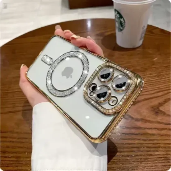 Luxury Magsafe Strass and Glitter Case Χiaomi Poco C85  Χρυσό