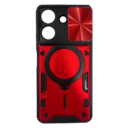 Hybrid Shockproof Ring Back Cover Συνθετική Ανθεκτική Κόκκινο (Poco C65)