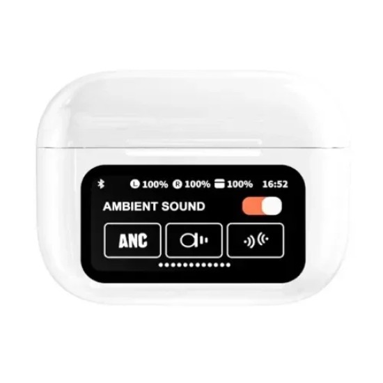 A9 PRO Ασύρματα Ακουστικά Ιn-ear Anc/Εnc Αδιάβροχα με LED Οθόνη Αφής και Ακύρωση θορύβου – Λευκά