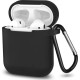 Airpods 1/2 Θήκη Σιλικόνης με Γάντζο σε Μαύρο χρώμα για Apple AirPods