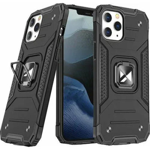 Redmi 12 Hybrid Shockproof Armor Case Metal Rotating Ring Car Mount Holder Μαύρο (oem)