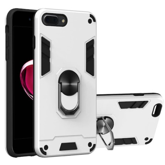 HYBRID SHOCKPROOF ARMOR CASE METAL ROTATING RING CAR MOUNT HOLDER ΑΣΗΜΙ (iPhone 8/7 Plus)