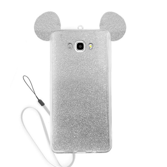 OEM Back Cover Σιλικόνης Glitter Ears As Mickey Άσπρη J7 2016