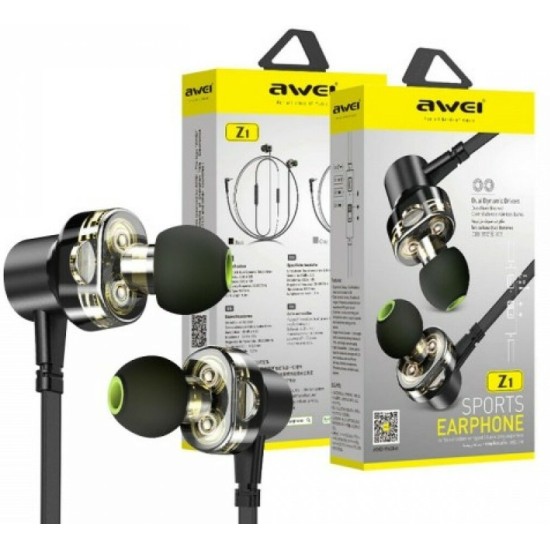 Awei Z1 In-ear Handsfree με Βύσμα 3.5mm Μαύρο