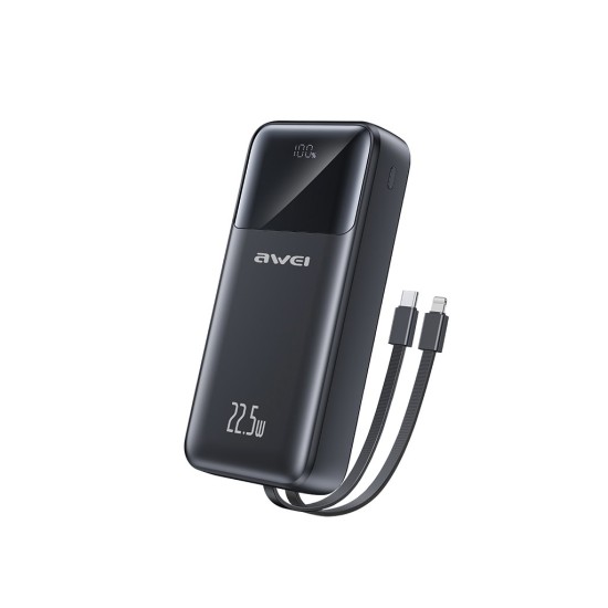 Awei P107K Power Bank 20000mAh με 2 Θύρες USB-A και Θύρα USB-C Μαύρο Awei P107K Power Bank 20000mAh με 2 Θύρες USB-A και Θύρα USB-C Μαύρο