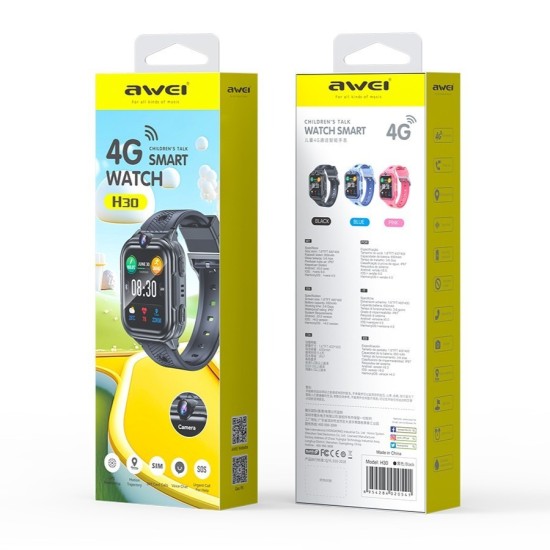 Awei Παιδικό Smartwatch με GPS, Κάμερα και Καουτσούκ/Πλαστικό Λουράκι Ροζ H30PINK