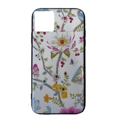 Back Cover Σιλικόνης Άσπρο με Σχέδιο Flowers Strass (iPhone 11) Back Cover Σιλικόνης Άσπρο με Σχέδιο Flowers Strass (iPhone 11)