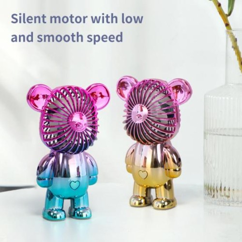 DianDi DD 5610 Portable Air Rechargeable Mini Desktop Usb Bear Fan Ροζ Χρυσό(oem)