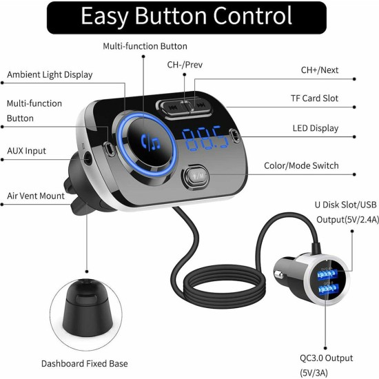 FM Transmitter Αυτοκινήτου με Bluetooth BC49BQ