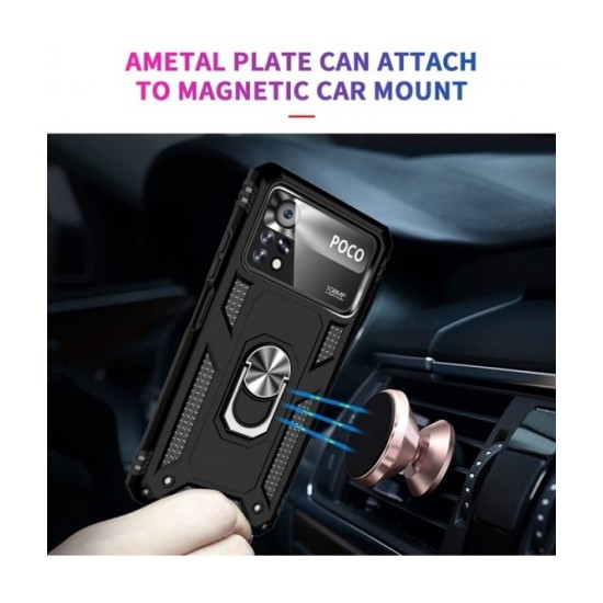 Θήκη Anti Fall for Redmi Note 13 4G back over magnetic holder ring -Κόκκινο Κόκκινο Θήκη πλάτης Σιλικόνη & Σκληρό πλαστικό