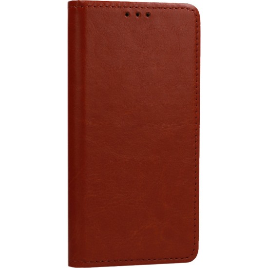 Θήκη Βιβλίο Genuine Leather Case Για Apple Iphone 13 Pro 6.1" Καφέ