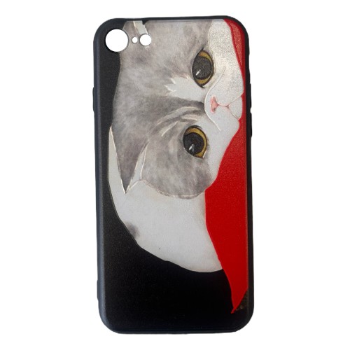 Cat Back Cover Σιλικόνης Μαύρο (iPhone 7/ 8/ SE)