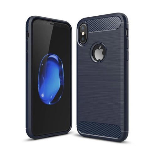 Carbon Flexible Back Cover Σιλικόνης Μπλε (iPhone X / Xs)