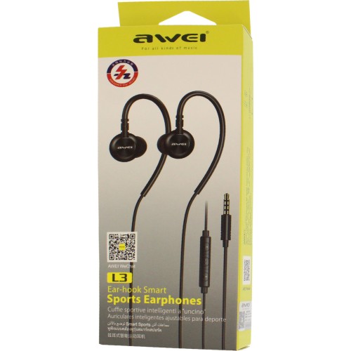 Awei L3 In-ear Handsfree με Βύσμα 3.5mm Μαύρο Awei L3 In-ear Handsfree με Βύσμα 3.5mm Μαύρο