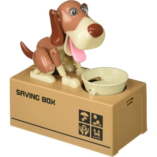 Κουμπαράς Παιχνίδι Πεινασμένο Σκυλάκι My Dog Piggy Bank Άσπρο-Καφέ (oem)