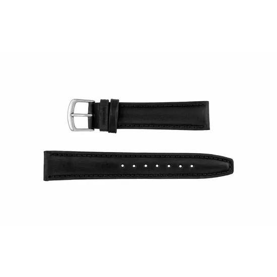 22mm watch strap smooth leather - Μαύρο