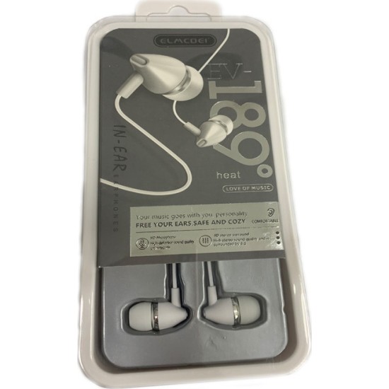 Elmcoei EV189 In-ear Handsfree με Βύσμα 3.5mm Λευκό