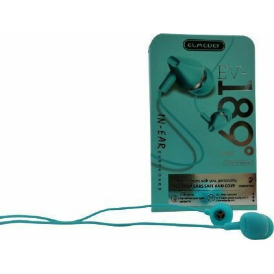 Elmcoei EV189 In-ear Handsfree με Βύσμα 3.5mm Γαλάζιο