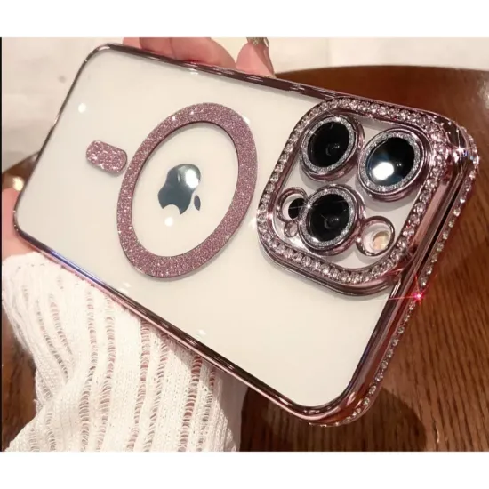 Luxury Magsafe Strass and Glitter Case Χiaomi Poco C85 Χρυσό Luxury Magsafe Strass and Glitter Case Χiaomi Poco C85 Χρυσό