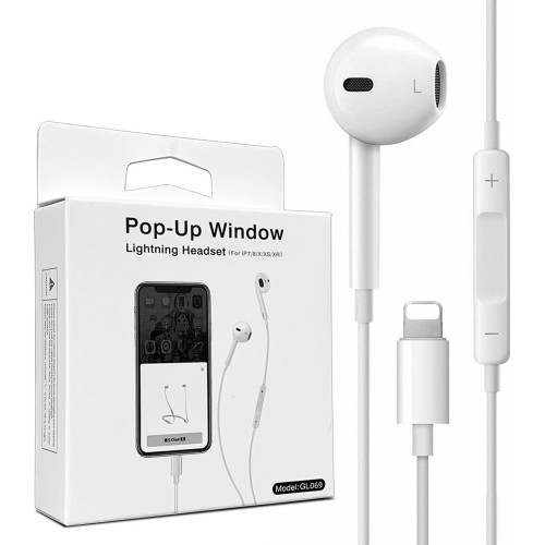 GL069 Earbuds Handsfree Μονό με Βύσμα Lightning Λευκό