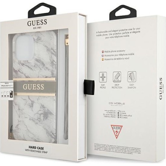 Guess GUHCP13XKMABGR iPhone 13 Pro Max 6,7" γκρί σκληρή θήκη Marble Strap Collection