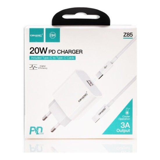 QIHANG USB-C to USB-C Cable 20W Λευκό 1.2m 