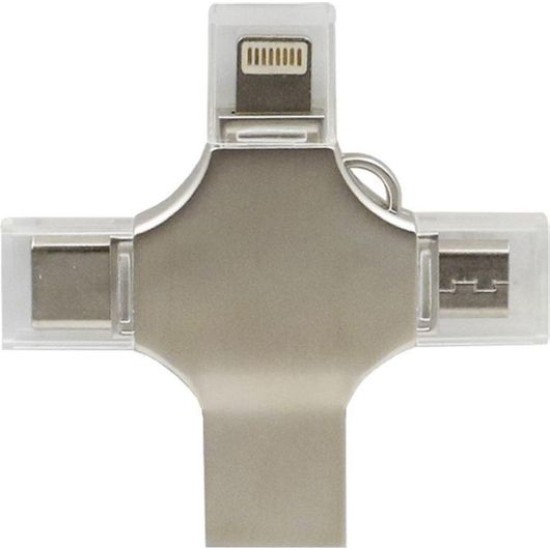 USB Stick 2GB USB 3.0 με σύνδεση Lightning,USB-A & USB-C Ασημί
