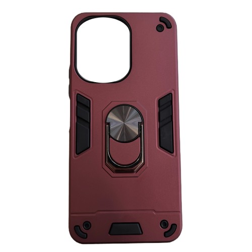Hybrid Shockproof Ring Back Cover Συνθετική Ανθεκτική Μπορντό (Poco C65)