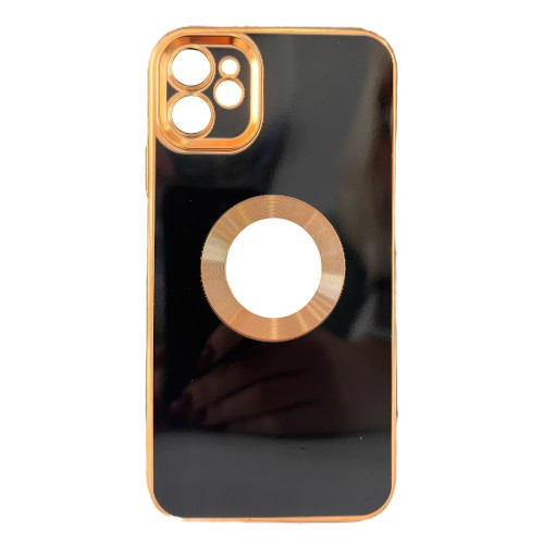 Electroplated Clear Case with Logo Ring for iPhone 11 - Black