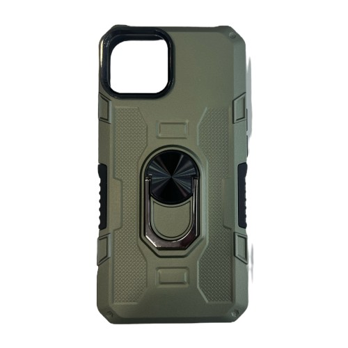 iPhone 15 Hybrid Shockproof Armor Case Rotating Ring Car Mount Holder Green (oem)