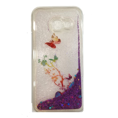 OEM Back Cover Σιλικόνης Υγρό Glitter Κουκουβάγια Μωβ A3 2017