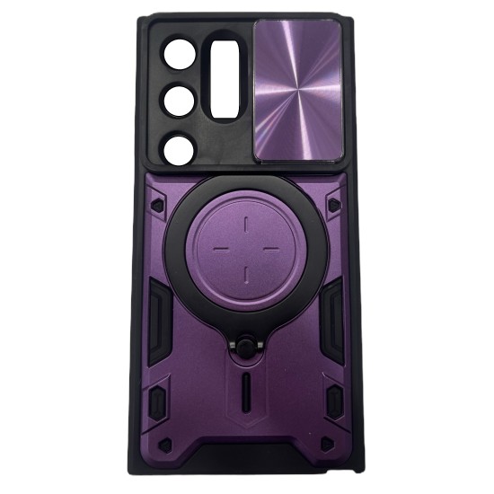 HYBRID SHOCKPROOF RING BACK COVER ΣΥΝΘΕΤΙΚΗ ΑΝΘΕΚΤΙΚΗ ΜΩΒ (GALAXY S24 ULTRA)
