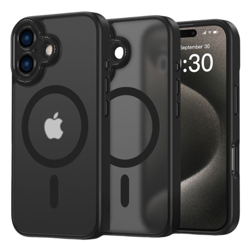 Θήκη iPhone 17 Matte Magnetic Series συμβατό με MagSafe φορτιστή, Πλάτη αντικραδασμική από Premium TPU Mαύρο