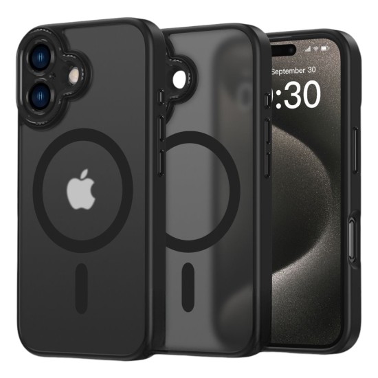 Θήκη iPhone 17 Matte Magnetic Series συμβατό με MagSafe φορτιστή, Πλάτη αντικραδασμική από Premium TPU μαύρο + ΔΩΡΟ ΤΖΑΜΑΚΙ ΚΑΜΕΡΑΣ