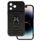 iPhone 16 Hybrid Shockproof Armor Case Metal Rotating Ring Car Mount Holder Black με Κάλυψη Κάμερας (oem)