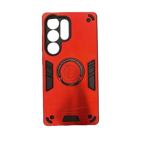 Galaxy S25 Ultra HYBRID SHOCKPROOF ARMOR CASE METAL ROTATING RING CAR MOUNT HOLDER Κόκκινο (OEM)