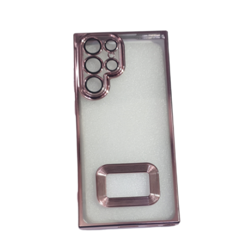 Luxury Soft Electroplated Phone Case For Galaxy S23 Ultra Hollow Out Silicone Cases Cover Διάφανο- Ροζ Χρυσό