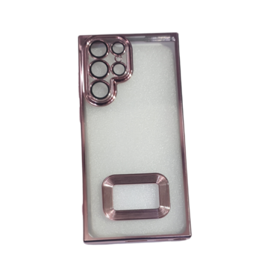Luxury Soft Electroplated Phone Case For Galaxy S23 Ultra Hollow Out Silicone Cases Cover Διάφανο- Ροζ Χρυσό