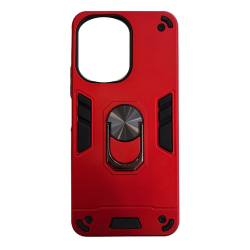 Poco C65 Hybrid Shockproof Armor Case Metal Rotating Ring Car Mount Holder Κόκκινο (oem)