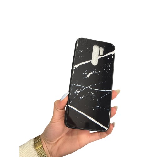  Back Cover Σιλικόνης Matte με Σχέδιο Μάρμαρο Μαύρο για Redmi 9